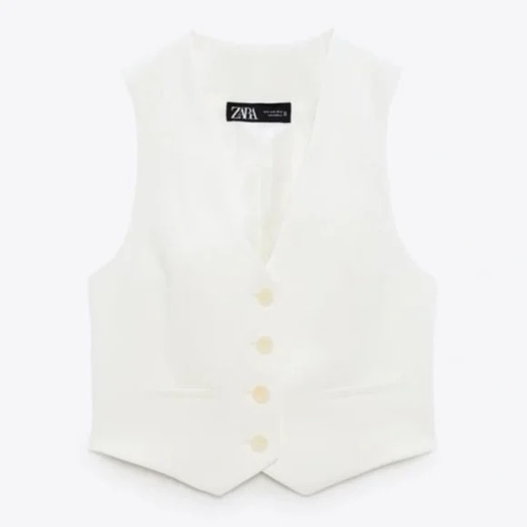 NEW Zara Tailored Vest with Buttons Waistcoat White XS - Picture 7 of 7